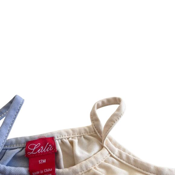 Lulu girls blue ecru tie die sleeveless summer outfit matching set size 12 m - Picture 4 of 5